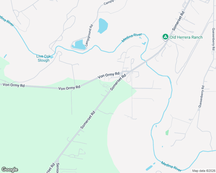 map of restaurants, bars, coffee shops, grocery stores, and more near 14593 Somerset Road in Von Ormy