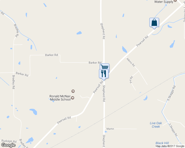 map of restaurants, bars, coffee shops, grocery stores, and more near 14515 Shepherd Road in Atascosa