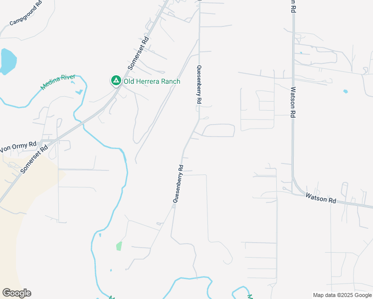 map of restaurants, bars, coffee shops, grocery stores, and more near 14408 Quesenberry Road in Von Ormy