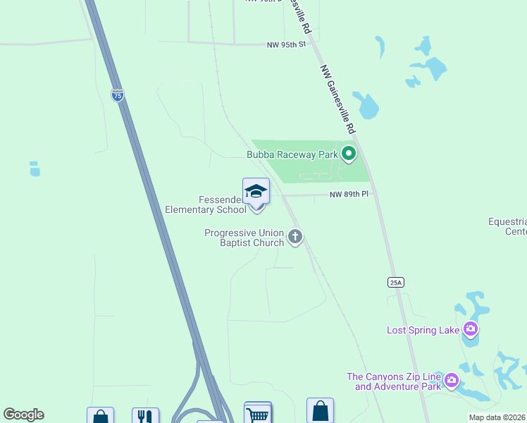 map of restaurants, bars, coffee shops, grocery stores, and more near 4200 Northwest 89th Place in Ocala