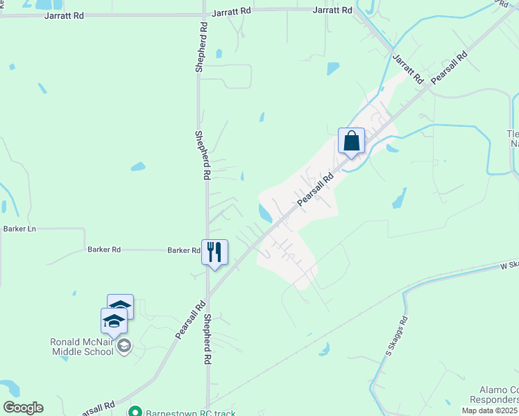 map of restaurants, bars, coffee shops, grocery stores, and more near 11271 Pearsall Road in Atascosa