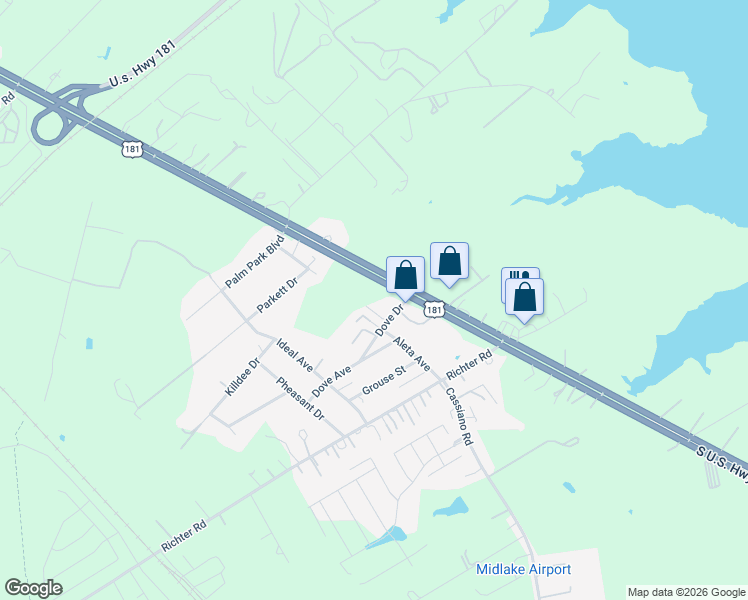 map of restaurants, bars, coffee shops, grocery stores, and more near 13747 U.S. 181 in San Antonio