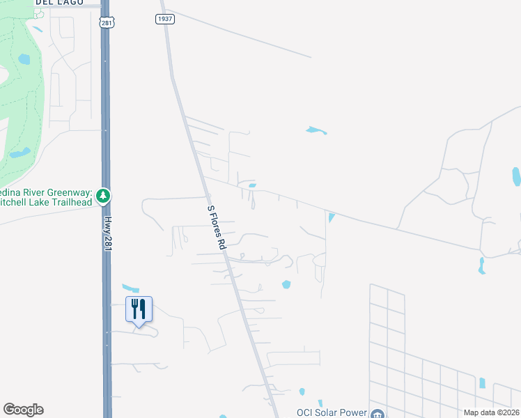 map of restaurants, bars, coffee shops, grocery stores, and more near 2020 Goeth Road in San Antonio