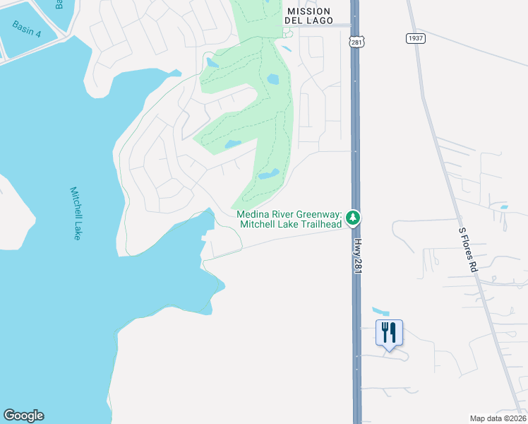 map of restaurants, bars, coffee shops, grocery stores, and more near 13855 U.S. 281 in San Antonio