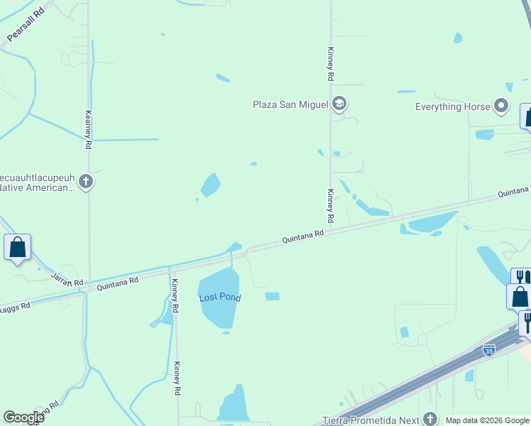 map of restaurants, bars, coffee shops, grocery stores, and more near 14215 Quintana Road in Atascosa