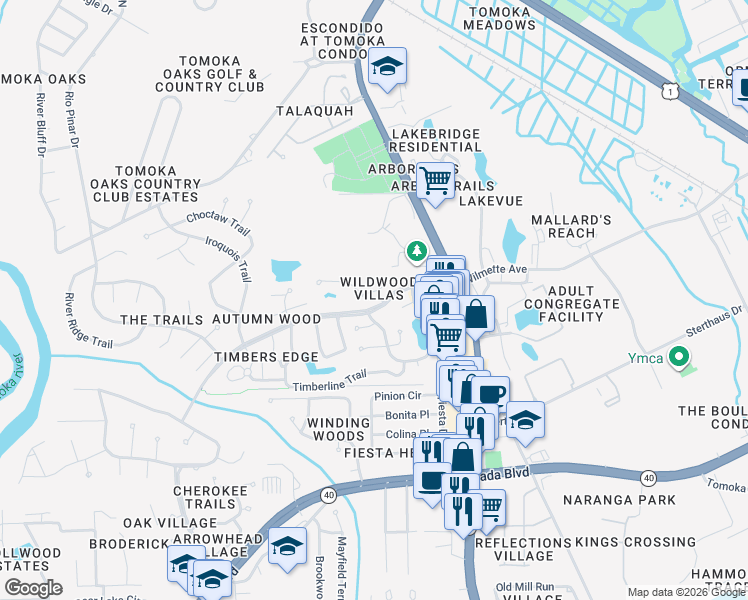 map of restaurants, bars, coffee shops, grocery stores, and more near in Ormond Beach