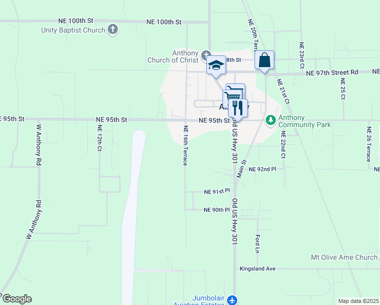 map of restaurants, bars, coffee shops, grocery stores, and more near 9341 Northeast 16th Terrace in Anthony