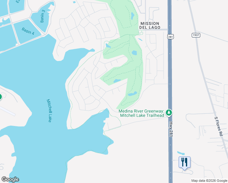 map of restaurants, bars, coffee shops, grocery stores, and more near 12624 South Us Highway 281 in San Antonio