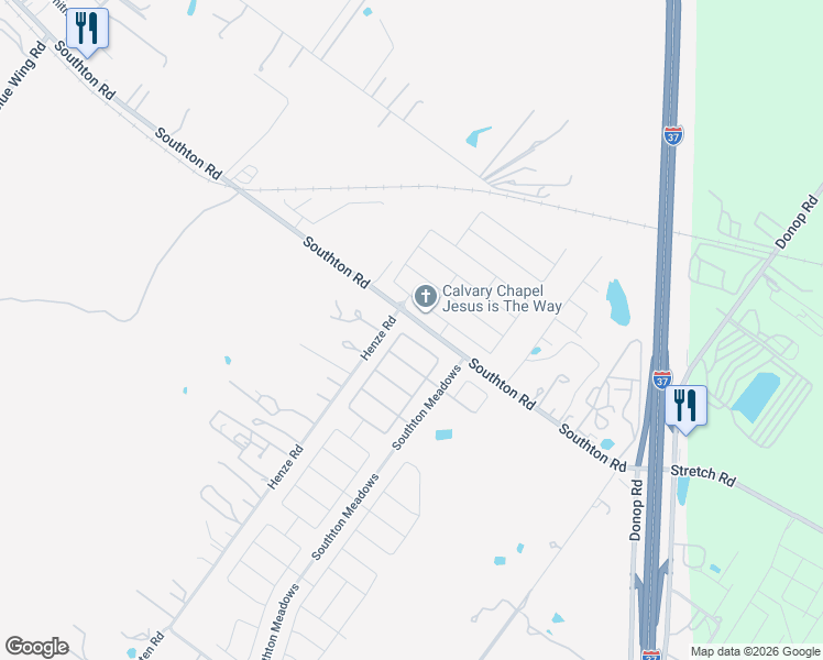 map of restaurants, bars, coffee shops, grocery stores, and more near 3204 Wrangler Park in San Antonio