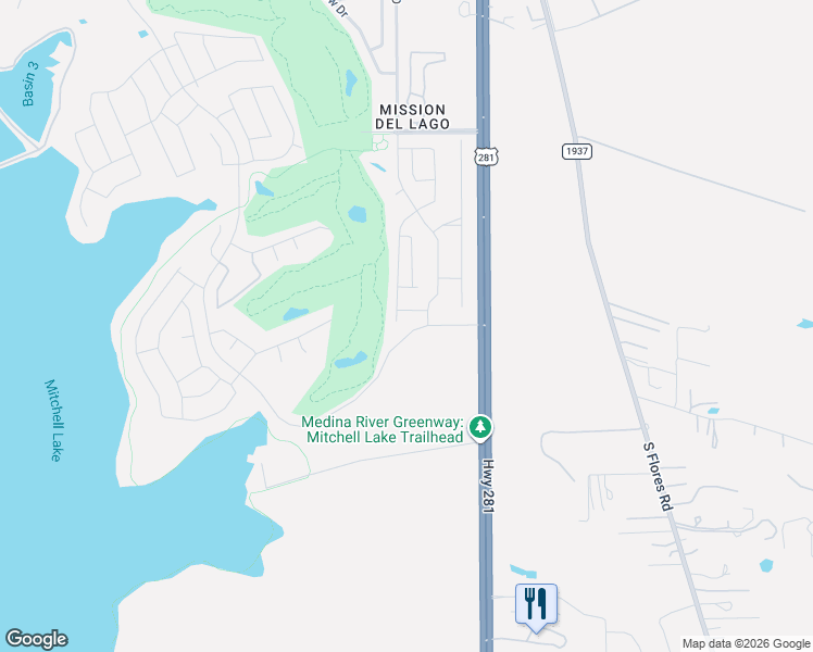 map of restaurants, bars, coffee shops, grocery stores, and more near 12200 U.S. 281 in San Antonio