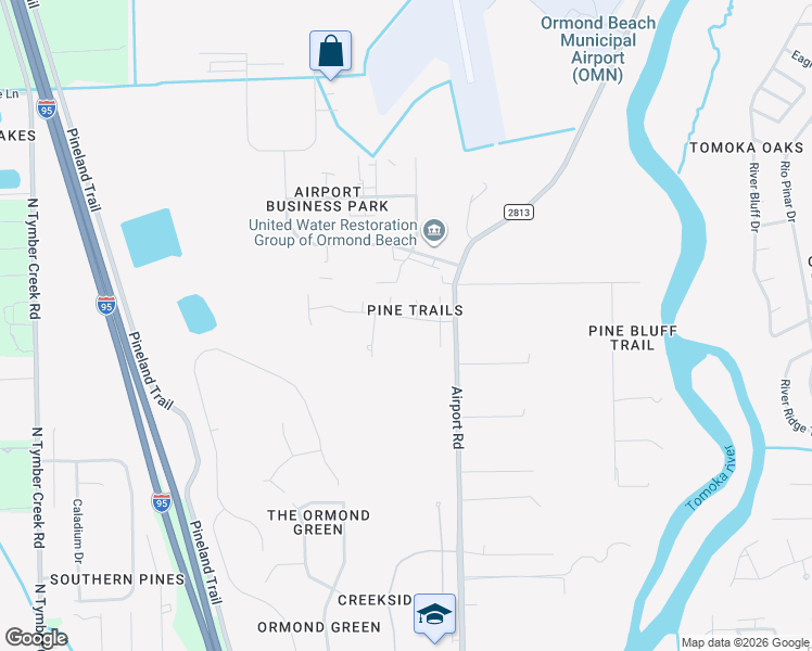 map of restaurants, bars, coffee shops, grocery stores, and more near 16 Ocean Pines Drive in Ormond Beach