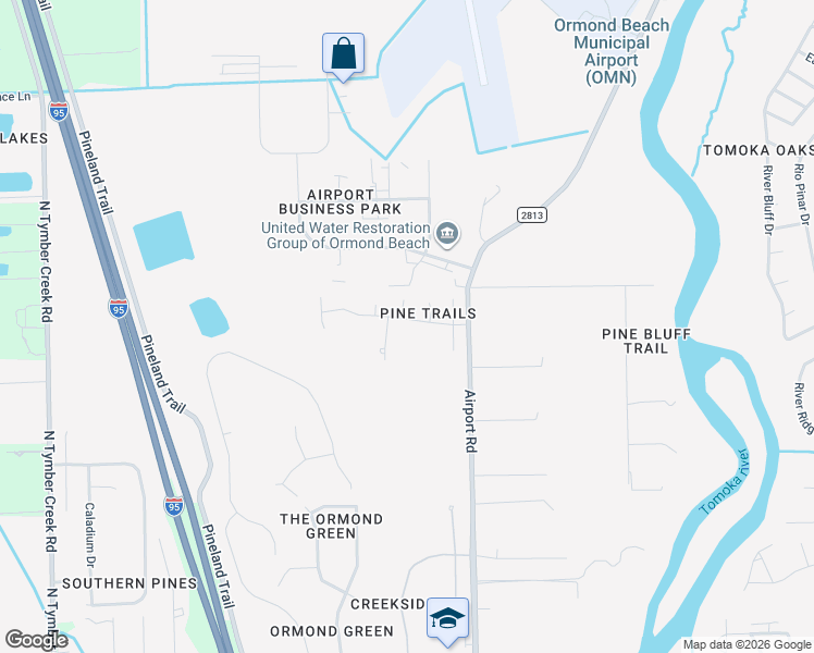 map of restaurants, bars, coffee shops, grocery stores, and more near 16 Ocean Pines Drive in Ormond Beach
