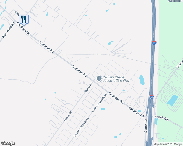 map of restaurants, bars, coffee shops, grocery stores, and more near 13111 Southton Run in San Antonio