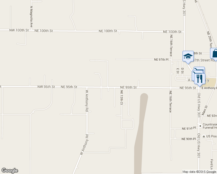 map of restaurants, bars, coffee shops, grocery stores, and more near 151 Northeast 95th Street in Ocala