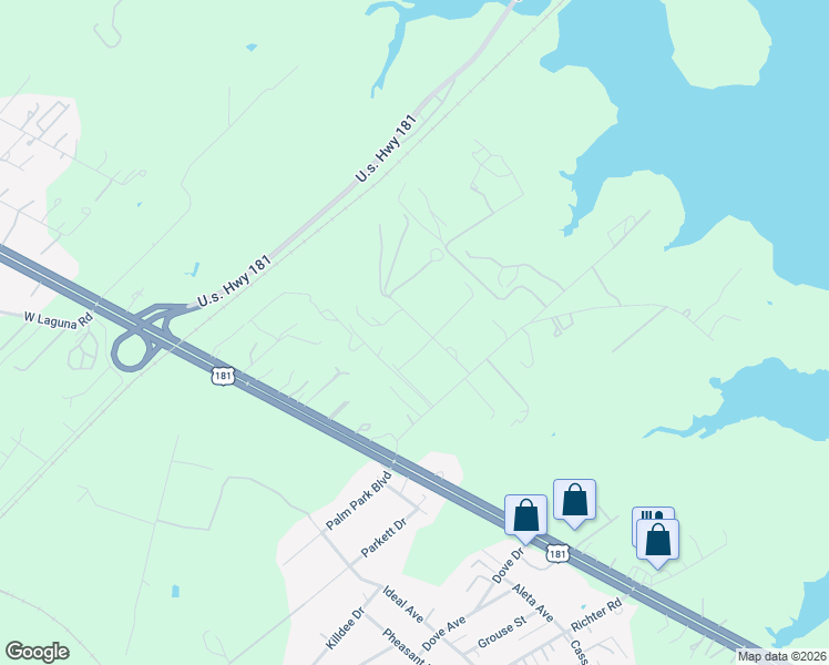 map of restaurants, bars, coffee shops, grocery stores, and more near 13245 Laguna Road in San Antonio