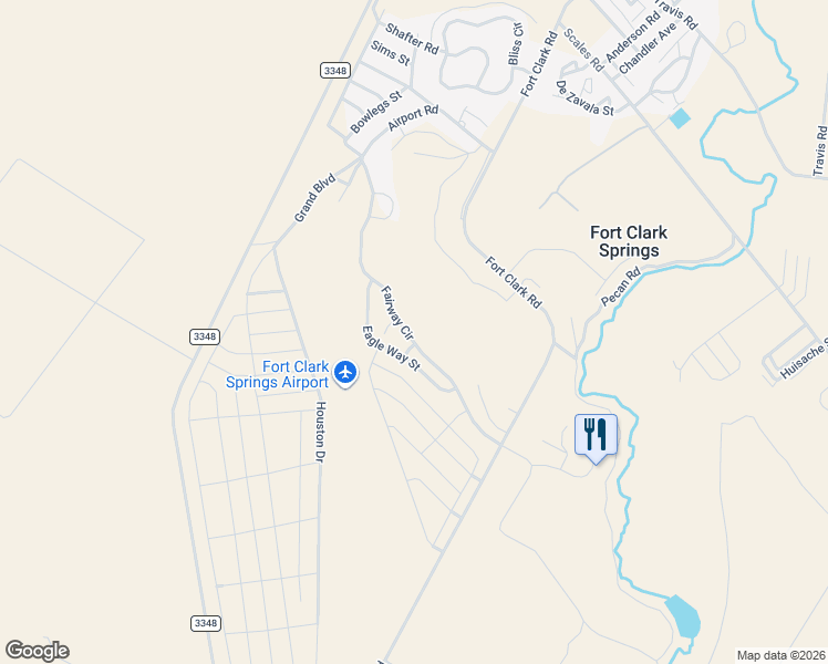 map of restaurants, bars, coffee shops, grocery stores, and more near 437 Fairway Circle in Brackettville