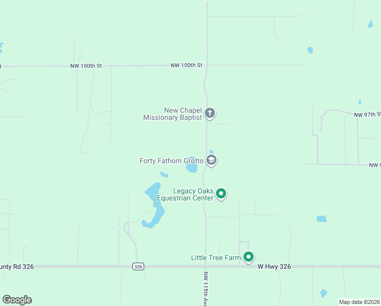 map of restaurants, bars, coffee shops, grocery stores, and more near 9622 Northwest 115th Avenue in Ocala