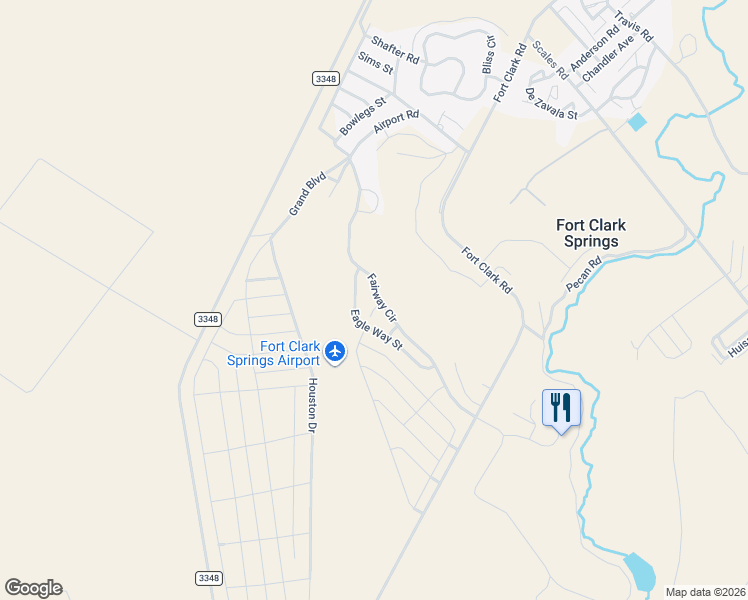 map of restaurants, bars, coffee shops, grocery stores, and more near 155 Eagle Way Street in Brackettville