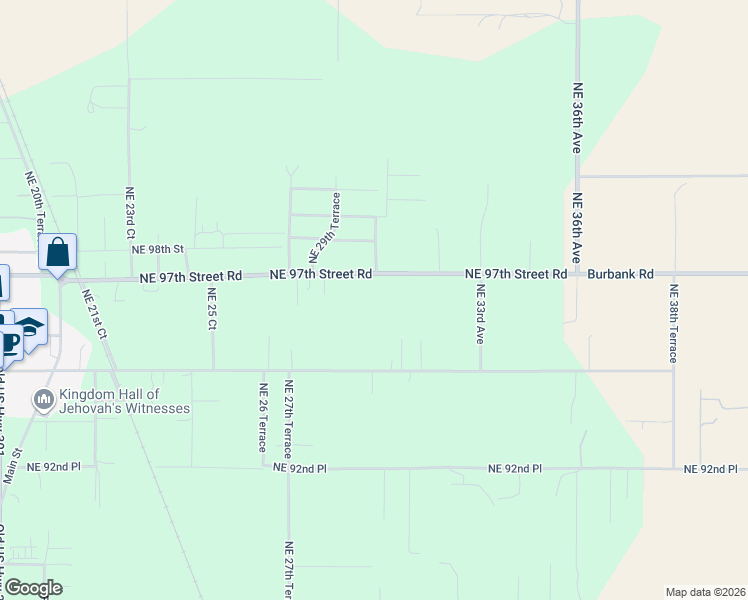 map of restaurants, bars, coffee shops, grocery stores, and more near 3123 Northeast 95th Street in Anthony