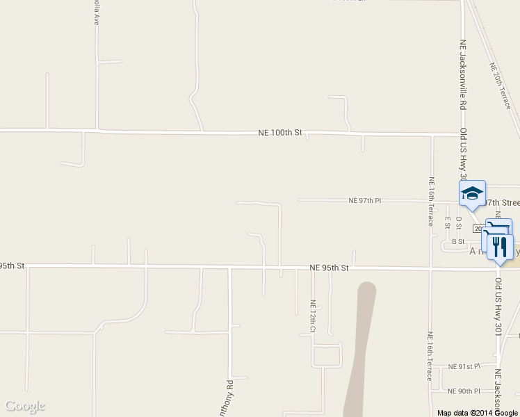 map of restaurants, bars, coffee shops, grocery stores, and more near 901 Northeast 95th Street in Ocala