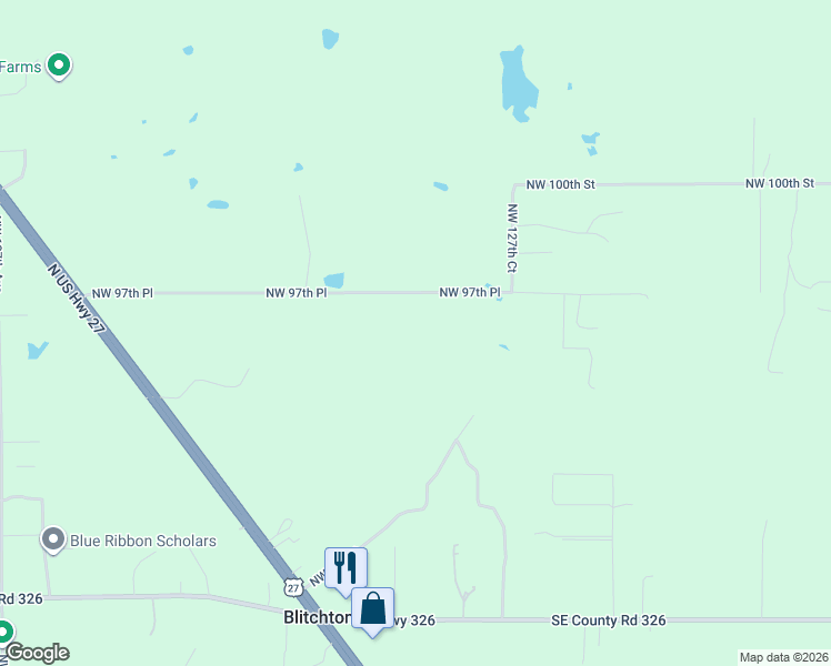 map of restaurants, bars, coffee shops, grocery stores, and more near 12970 Northwest 97th Place in Ocala
