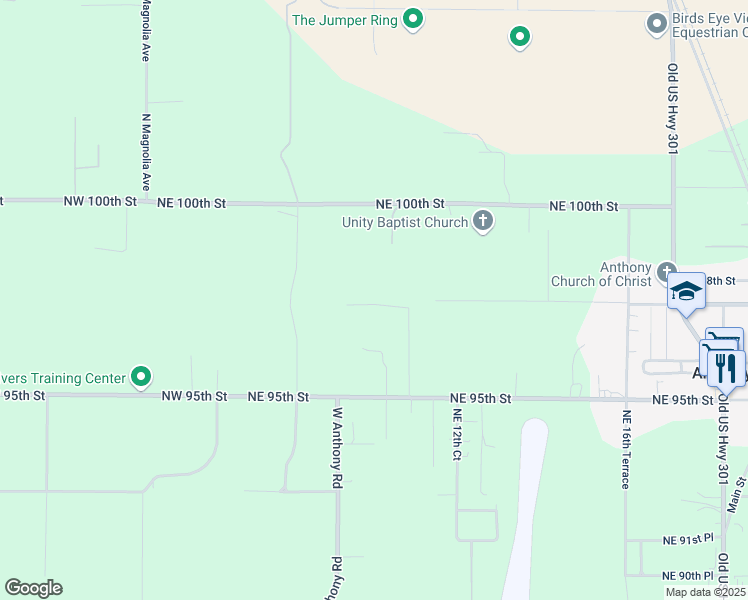 map of restaurants, bars, coffee shops, grocery stores, and more near 901 Northeast 95th Street in Ocala