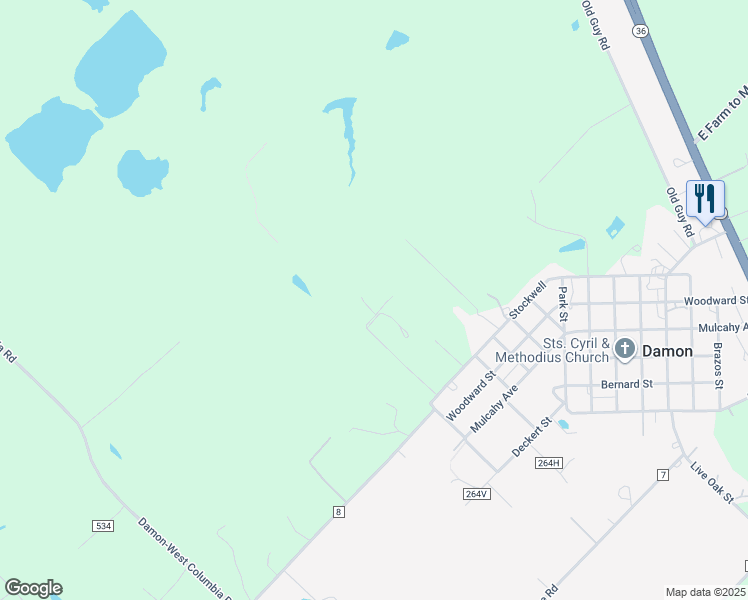 map of restaurants, bars, coffee shops, grocery stores, and more near 1414 Stockwell in Damon