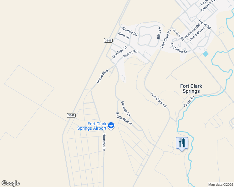 map of restaurants, bars, coffee shops, grocery stores, and more near 209 Fairway Circle in Brackettville
