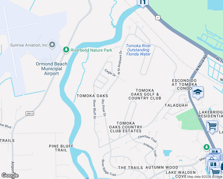 map of restaurants, bars, coffee shops, grocery stores, and more near 312 Rio Pinar Drive in Ormond Beach