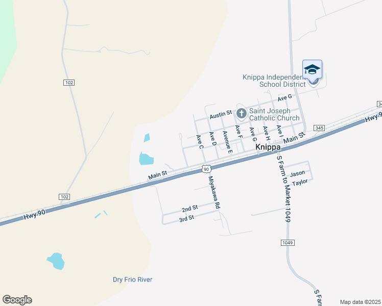 map of restaurants, bars, coffee shops, grocery stores, and more near 5 River Street in Knippa