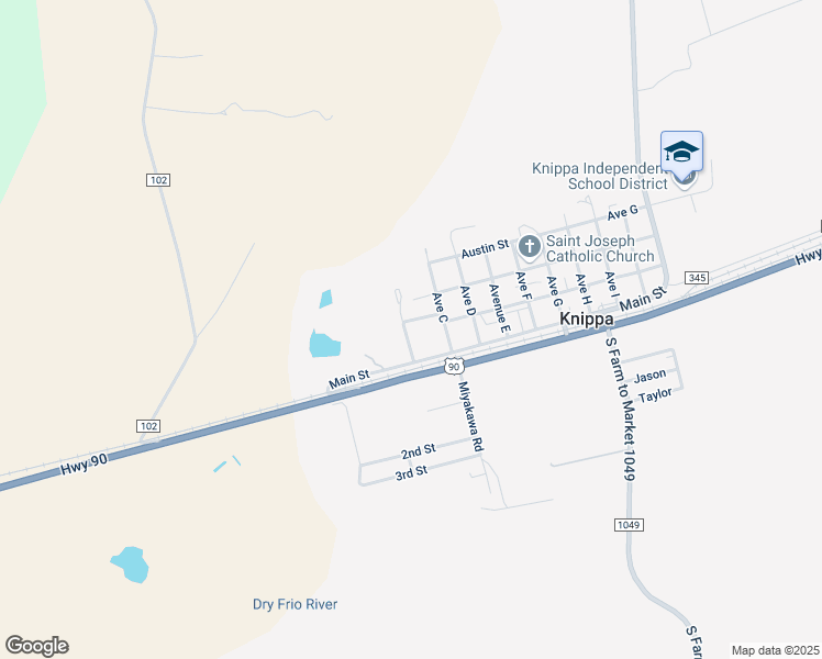 map of restaurants, bars, coffee shops, grocery stores, and more near 5 River Street in Knippa