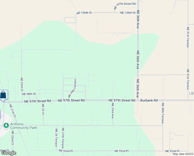 map of restaurants, bars, coffee shops, grocery stores, and more near 9951 Northeast 30th Court in Anthony