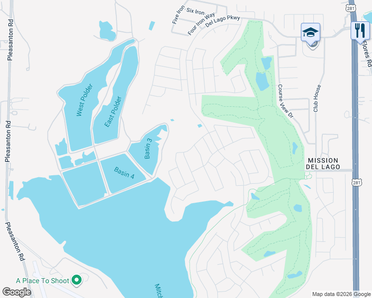 map of restaurants, bars, coffee shops, grocery stores, and more near 12200 US 281 in San Antonio