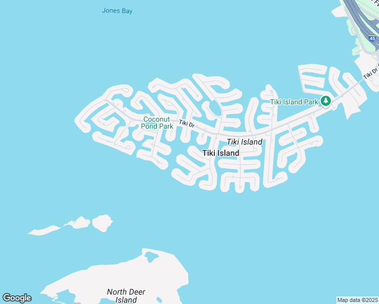 map of restaurants, bars, coffee shops, grocery stores, and more near 204 Catamaran Drive in Tiki Island