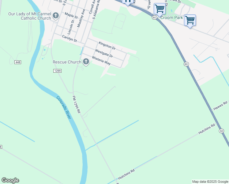 map of restaurants, bars, coffee shops, grocery stores, and more near 1531 FM 1299 Road in Wharton