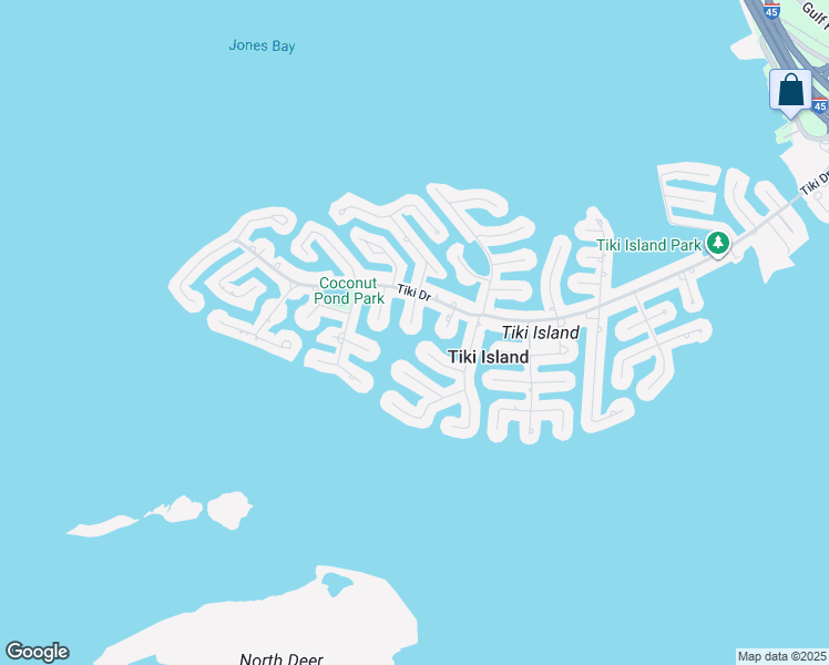map of restaurants, bars, coffee shops, grocery stores, and more near 204 Catamaran Drive in Tiki Island