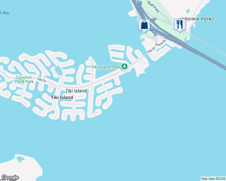 map of restaurants, bars, coffee shops, grocery stores, and more near 930 Long Reach Drive in Tiki Island