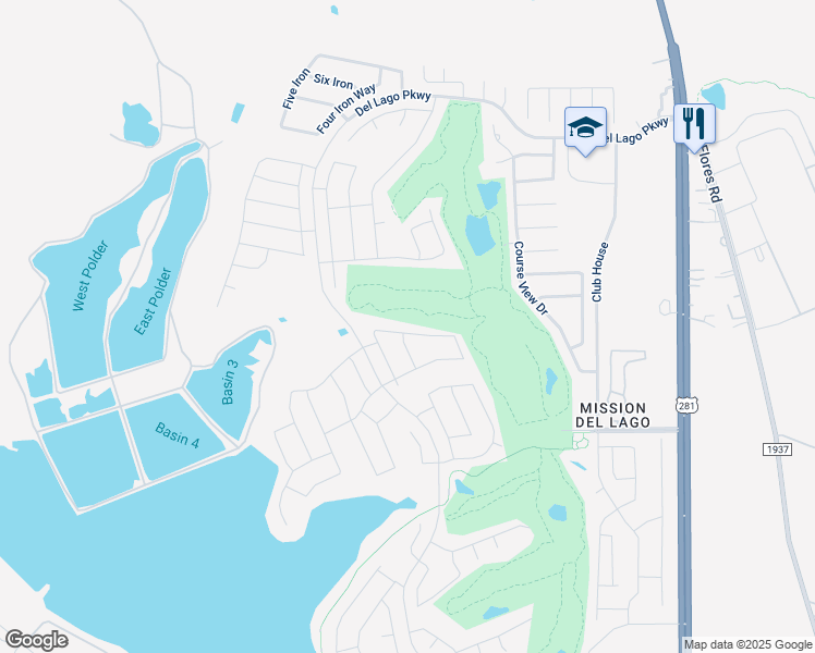 map of restaurants, bars, coffee shops, grocery stores, and more near 12443 Course View Drive in San Antonio