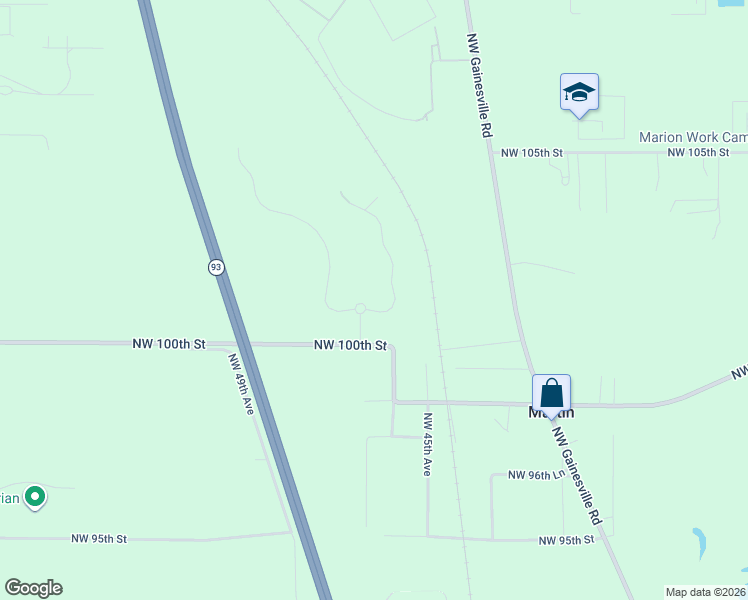 map of restaurants, bars, coffee shops, grocery stores, and more near 4701 Northwest 100th Street in Ocala