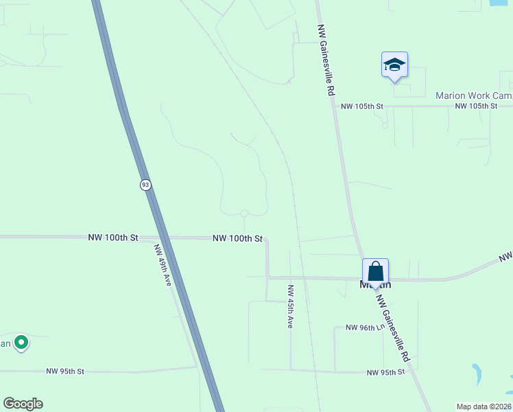 map of restaurants, bars, coffee shops, grocery stores, and more near 4701 Northwest 100th Street in Ocala