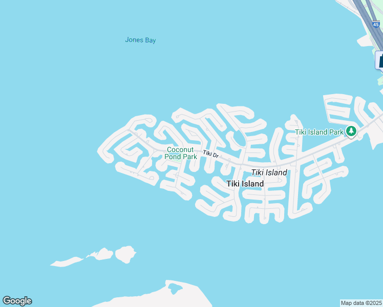 map of restaurants, bars, coffee shops, grocery stores, and more near 1615 Tiki Drive in Tiki Island