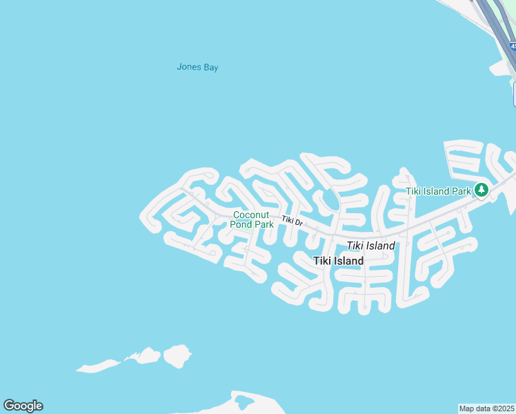 map of restaurants, bars, coffee shops, grocery stores, and more near 1615 Tiki Drive in Tiki Island