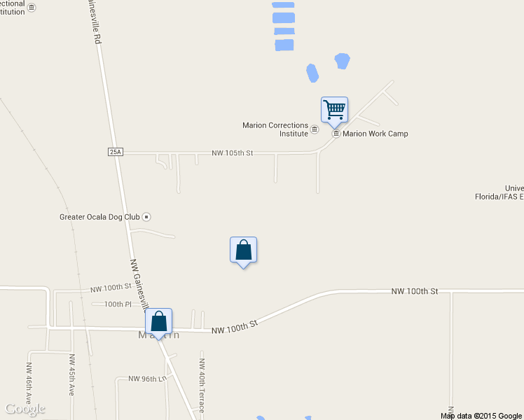map of restaurants, bars, coffee shops, grocery stores, and more near 3718 Northwest 105th Street in Ocala