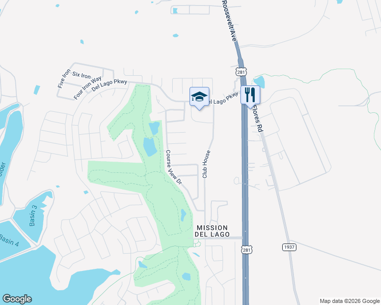 map of restaurants, bars, coffee shops, grocery stores, and more near 1127 Par Four in San Antonio