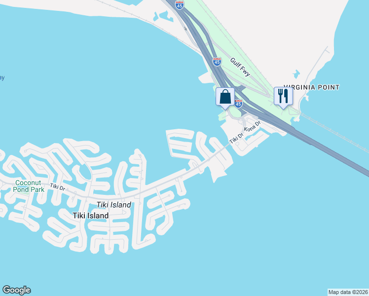 map of restaurants, bars, coffee shops, grocery stores, and more near 429 Amanda Circle in Tiki Island
