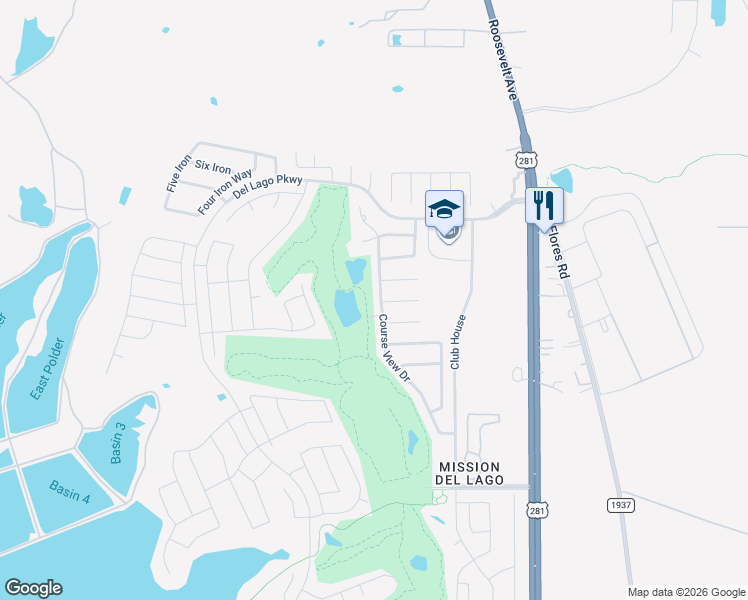 map of restaurants, bars, coffee shops, grocery stores, and more near 12339 Course View Drive in San Antonio