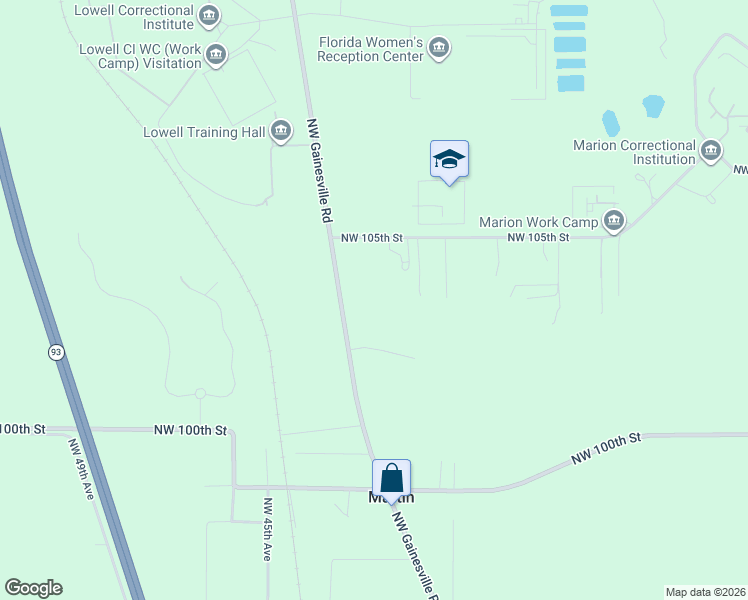 map of restaurants, bars, coffee shops, grocery stores, and more near 10397 Northwest Gainesville Road in Ocala