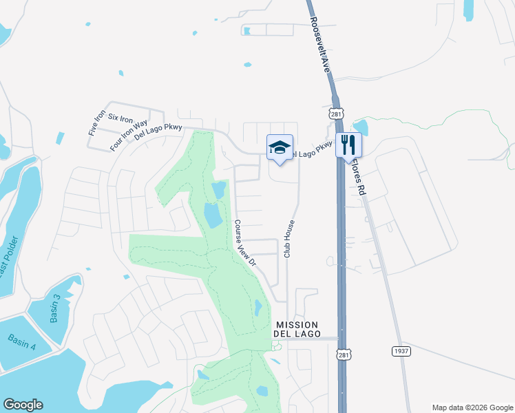 map of restaurants, bars, coffee shops, grocery stores, and more near 1127 Par Four in San Antonio