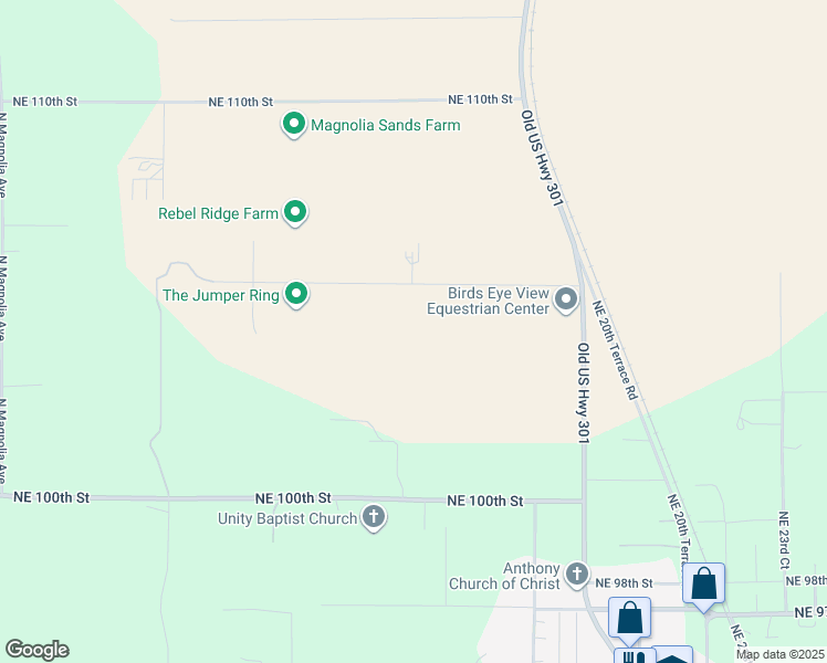 map of restaurants, bars, coffee shops, grocery stores, and more near 1350 Northeast 105th Lane in Anthony