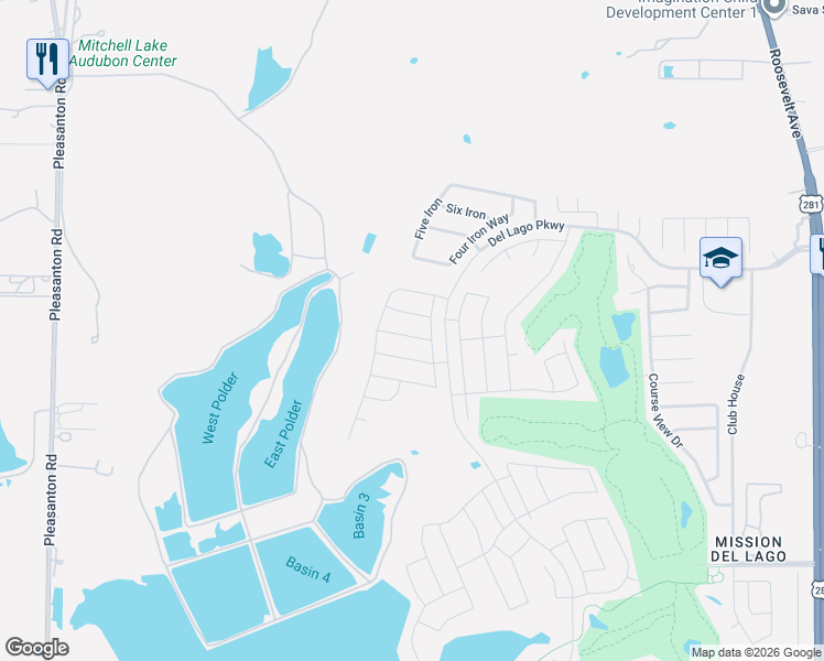 map of restaurants, bars, coffee shops, grocery stores, and more near 731 Halogen Way in San Antonio